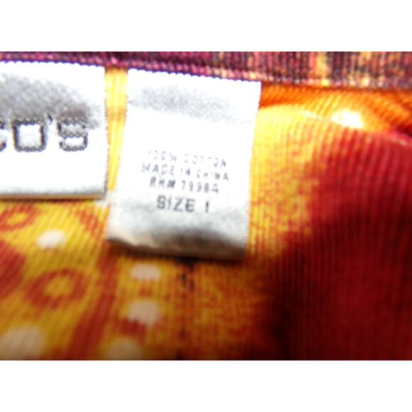 Chico's retro print soft corduroy shirt w pockets size 1 100% cotton So Pretty - Picture 5 of 5